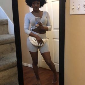 Off white furry fanny pack